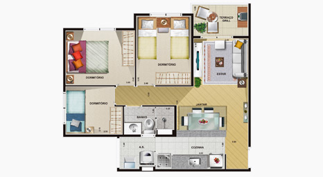 la isla - conjuntos residenciais - planta apto.