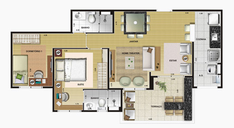 vitallis eco clube - conjuntos residenciais - planta apto.