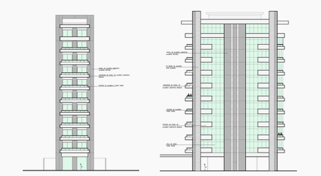 bela vista medical - edifícios comerciais - elevação lateral e frontal