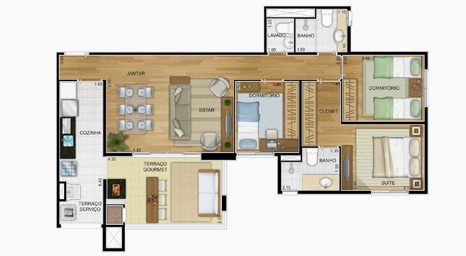jardins de frança - edifícios residenciais - planta apto
