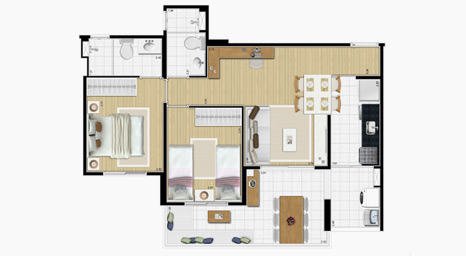 páteo mariah - edifícios residenciais - planta apto